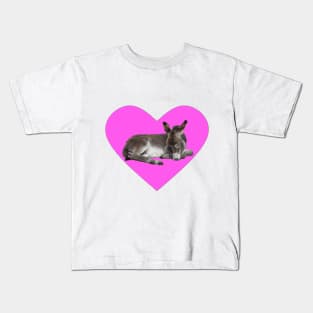 Cute Donkey in Pink Heart Kids T-Shirt